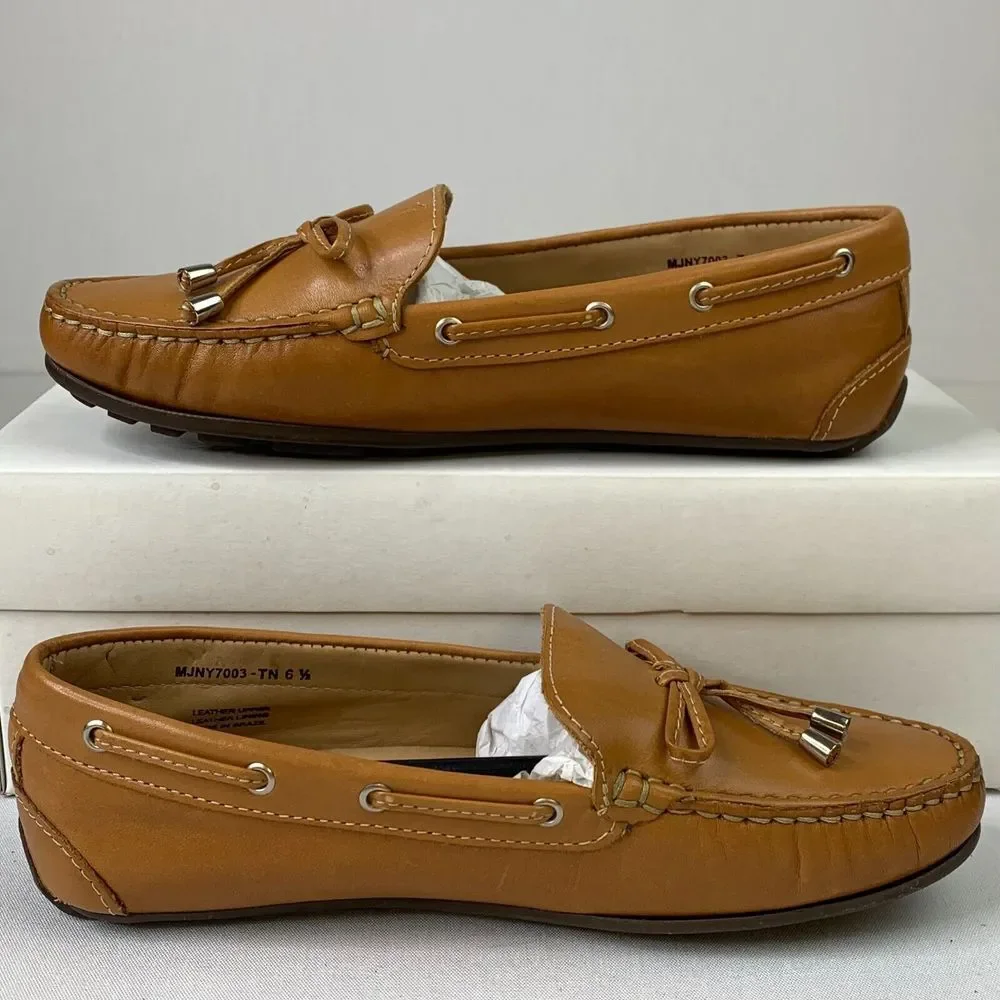 Mark Joseph New York Mens Riverview Loafers Tan Napa Leather Slip‎ On Shoes 6.5
